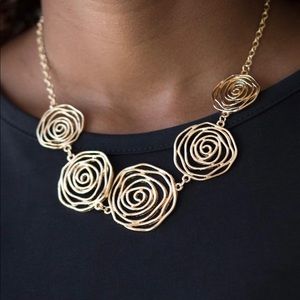Gold Rosette Necklace & Bracelet